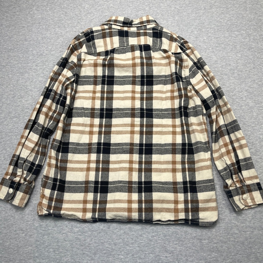 Gap Kids Flannel Shirt Boys L 10 Husky Plaid Blue Tan Button-down EUC Bundle Two - Picture 3 of 9